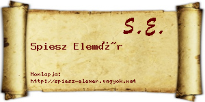 Spiesz Elemér névjegykártya